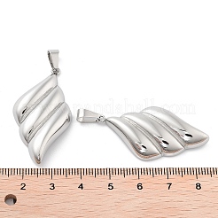 変色しない304ステンレススチールペンダント  ひし形チャーム  ステンレス鋼色  40.5x21x5mm  穴：7.5x3.5mm&nbsp;STAS-P343-01P