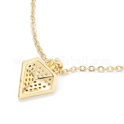 Brass Micro Pave Clear Cubic Zirconia Pendant Necklaces&nbsp;NJEW-F281-04