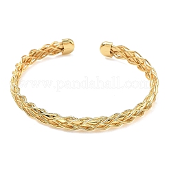Braided Brass Cuff Bangles for Women&nbsp;BJEW-C157-01G