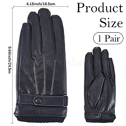 男性用PUレザー暖かい手袋  ブラック  245x105x6mm&nbsp;AJEW-CL0003-31B