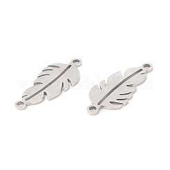 変色しない201ステンレススチールコネクタチャーム  フェザーリンク  ステンレス鋼色  26x11x1mm  穴：1.8mm&nbsp;STAS-G296-18P