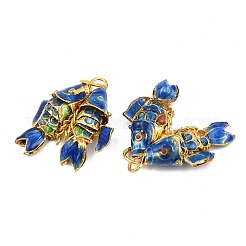 真鍮七宝ペンダント  丸カン付き金魚チャーム  ゴールドカラー  藤紫色  27~28.5x23~25x7.5~9mm  穴：6mm&nbsp;KK-P251-A01-G-05
