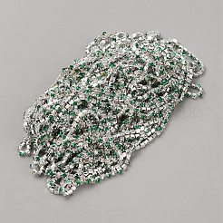シルバーアイアン、ガラスラインストーンストラスチェーン付き  ラインストーンカップチェーン  erinite  2x2mm&nbsp;CH-TAC0006-04A-03