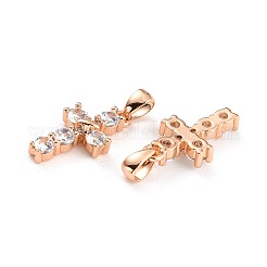 Brass Micro Pave Cubic Zirconia Pendants&nbsp;ZIRC-P089-21RG
