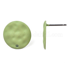 スプレー塗装鉄スタッドピアスパーツ  穴付き  フラットラウンド  黄緑  14mm  穴：1.4mm  ピン：0.7mm&nbsp;IFIN-N008-016A