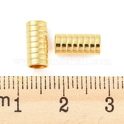 201ステンレスチューブビーズ  溝付き柱  ゴールドカラー  10x4.5mm  穴：3.6mm&nbsp;STAS-Z049-06G