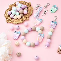 DIY Bubble Tea & Round Silicone Keychain Making Kits&nbsp;DIY-YW0011-19