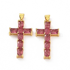 Brass Micro Pave Clear Cubic Zirconia Pendants&nbsp;ZIRC-F135-27G