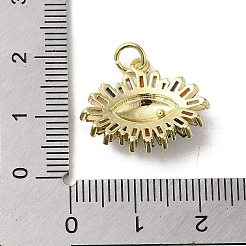 真鍮製エナメルペンダント  ガラスと丸カン付き  18KGP本金メッキ  ナザールボンジュウのチャーム  ミッドナイトブルー  17x20.5x5mm  穴：3.5mm&nbsp;KK-E092-02G-04