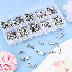 チベット風合金ビーズ  翼  アンティークシルバー  7~22x5~22x2.5~4mm  穴：1~2mm  240個/セット&nbsp;TIBEB-YW0001-31