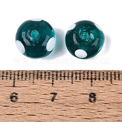 手作りランプワークビーズ  ドット付きロンデル  ミックスカラー  9.5~11x7~8.5mm  穴：1.4~2mm&nbsp;LAMP-N042-11