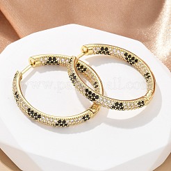 Brass Micro Pave Cubic Zirconia Hoop Earrings&nbsp;EJEW-M077-02G