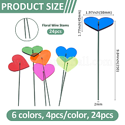 アクリルガーデンステーク  鉄製のワイヤー花茎付き  ハート  50x45x2.5mm&nbsp;AJEW-FH0005-24D