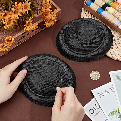 女性用ポリエステルフレンチベレー帽  キラキラのスパンコール付き  ブラック  163x129x50mm&nbsp;AJEW-WH0248-760B