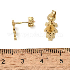 イオンプレーティング（IP）304ステンレススチールスタッドピアス金具  グリス  ゴールドカラー  12x7mm  穴：1.2mm  ピン：11x0.7mm&nbsp;STAS-I206-46G