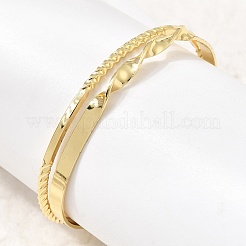 Brass Double Line Textured Cuff Bangles for Women&nbsp;KK-CBACA61-03G