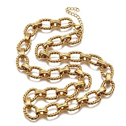 304 Stainless Steel Twisted Oval Link Chain Necklaces&nbsp;NJEW-R023-13G