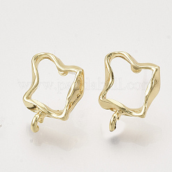合金製スタッドピアスパーツ  カン付き  ライトゴールド  17x13mm  穴：1.6mm  ピン：0.6mm&nbsp;PALLOY-S121-246