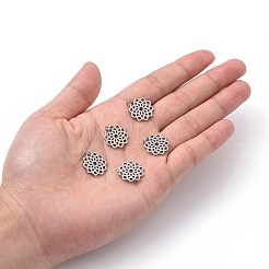 変色しにくい304ステンレススチールペンダント  花  ステンレス鋼色  16.5x16x1mm  穴：3mm&nbsp;STAS-S105-T516S