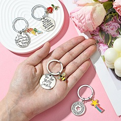 蜂の合金エナメルとラインストーンのキーホルダー  鉄パーツ  ミックスカラー  5cm&nbsp;KEYC-YW00071-01