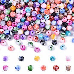 300個の不透明なアクリルビーズ  ラウンド  ミックスカラー  8mm  穴：1.5mm&nbsp;SACR-YW0001-89A