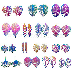 30 Pcs 15 Styles 201 Stainless Steel Filigree Pendants&nbsp;STAS-FW0001-10