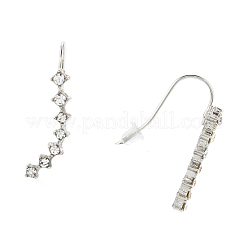 合金ラインストーンダングルピアス  バー  プラチナ  28x4x3mm  ピン：0.8mm&nbsp;EJEW-F269-01P