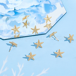 6 Pairs Rack Plating Brass Starfish Stud Earrings&nbsp;KK-BC0013-51