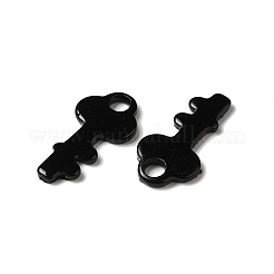 スプレー塗装された201ステンレススチールチャーム  キーチャーム  ブラック  13x6.5x1mm  穴：1.5mm&nbsp;LS-STAS-I672-05B