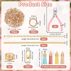 DIYペンダントデコレーション作成キット  真鍮のリングとチェーンを含む  304ステンレススチール丸カン  炭素鋼ペンチ  アイアンチェーン  合金ペンダントとフェイクスエードのタッセル  ミックスカラー  9mm  内径：17mm&nbsp;DIY-OC0014-94