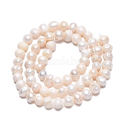 天然養殖淡水パールビーズ連売り  ポテト  貝殻色  4.5~6.5x4~9mm  穴：0.6mm  約64~67個/連  13.39~13.58インチ（34~34.5cm）&nbsp;PEAR-N013-05H-01