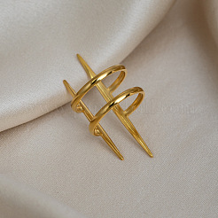 Parallel Line 304 Stainless Steel Open Cuff Rings for Women&nbsp;CS1853-1