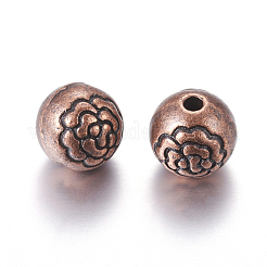 チベット風合金ビーズ  カドミウムフリー＆ニッケルフリー＆鉛フリー  ラウンド  赤銅鉱  8mm  穴：1mm&nbsp;PALLOY-ZN-28402-R-FF
