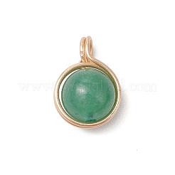 Copper Wire Wrapped Natural Mashan Jade & Natural Malaysia Jade & Natural Tiger Eye & Natural Green Aventurine & Natural Quartz Round Charms&nbsp;PALLOY-JF03409