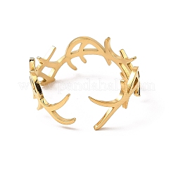 304ステンレススチールオープンカフリング  クラウン  内径：18.6mm&nbsp;RJEW-Q808-04A-G