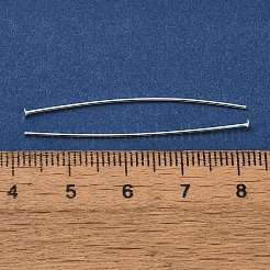 真鍮製平頭ピン  鉛フリー＆カドミウムフリー  925銀メッキ  40x0.6mm  ヘッド：1.5mm&nbsp;KK-H502-01G-S