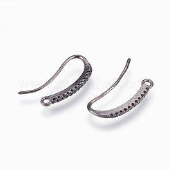 Brass Earring Hooks with Cubic Zirconia&nbsp;KK-P150-43B
