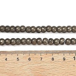 天然ゴールドパイライト/ゴールデンパイライトビーズ連売り  ロンデル  スムーズ  6x4mm  穴：0.8mm  約87個/連  15.35''（39センチメートル）&nbsp;G-L647-D07-4x6mm-01