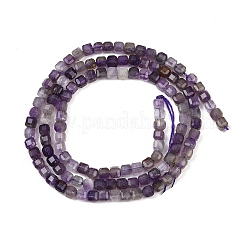 天然石アメジストビーズ連売り  多面カット  キューブ  3.5x3.5x3.5mm  穴：0.6mm  約126個/連  15.20~15.47''（38.6~39.3センチメートル）&nbsp;G-RM2025-C41-B