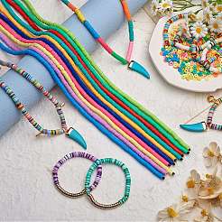 10 Strands 10 Colors Flat Round Handmade Polymer Clay Beads&nbsp;CLAY-SZ0002-04B