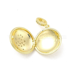 Brass Micro Pave Clear Cubic Zirconia Locket Pendants&nbsp;KK-H441-43A-LG