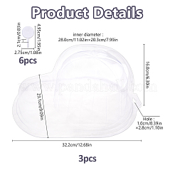 プラスチック製ハーフハットステー野球帽ホルダー3個  プラスチックフック6個付き  透明  322x231x160mm  穴：10x28mm  内径：280x203mm&nbsp;AJEW-FH0009-30