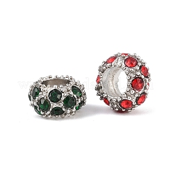 Platinum Plated Alloy Grade A Rhinestone European Beads&nbsp;CPDL-J022-11x6mm-P