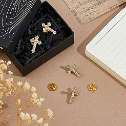 4Pcs Floral Cross Zinc Alloy Rhinestone Lapel Pin Backs for Backpack Clothes&nbsp;JEWB-FH0002-32G