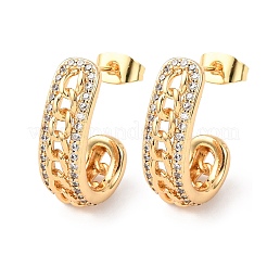 Brass Micro Pave Clear Cubic Zirconia Stud Earrings&nbsp;EJEW-B153-15G