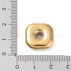 304ステンレススチールスペーサービーズ  正方形  ゴールドカラー  17x17x4.5mm  穴：3.7mm&nbsp;LS-STAS-A088-04G