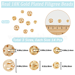 42Pcs 3 Style Brass Filigree Beads&nbsp;KK-BBC0010-67
