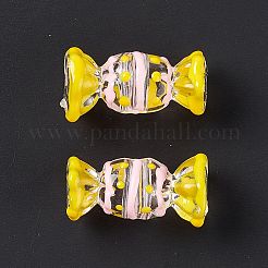 透明なアクリルビーズ  手描きのビーズ  エナメル  キャンディ  きいろ  29.5x14x15.5mm  穴：5mm&nbsp;LS-FIND-E028-02B