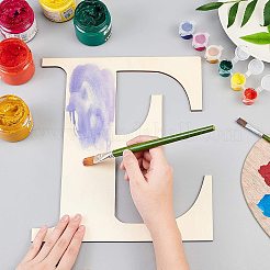 文字 e の形の未完成の木材のスライス  レーザーカットウッドシェイプ  diyの絵画飾りクリスマスの家の装飾のペンダント  湯通しアーモンド  30x26.3x0.35cm&nbsp;DIY-GA0001-13