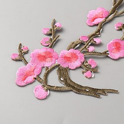 ウィンタースイートのコンピューター刺繍布パッチ  パッチにこだわる  マスクと衣装のアクセサリー  アップリケ  濃いピンク  390x125x1.5mm&nbsp;PATC-WH0002-122B